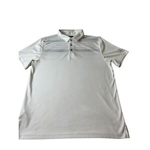 PGA Tour Pro Series Mens XL White Geometric Print Athletic Fit Golf Polo Shirt